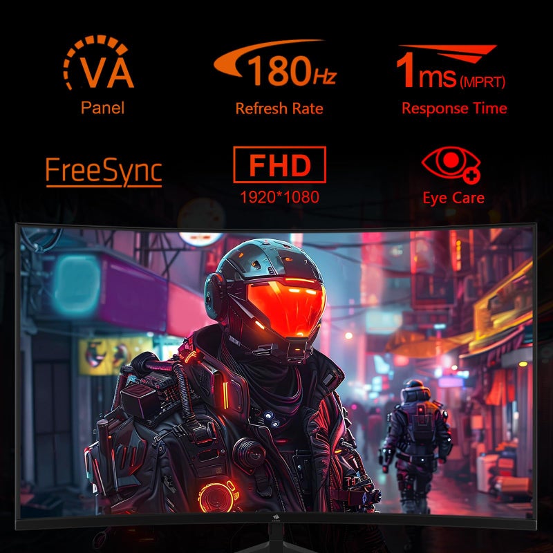 Z Z-Edge شاشة الألعاب المنحنية Z-Edge UG24 Z-Edge مقاس 24 بوصة بدقة Full HD 180Hz (DP) 144Hz (HDMI) 1ms MPRT، سطوع 300cd/m²، شاشة منحنية 1650R، FreeSync، منفذ HDMI DP، مكبرات صوت 2x 2W - أسود - Image 2