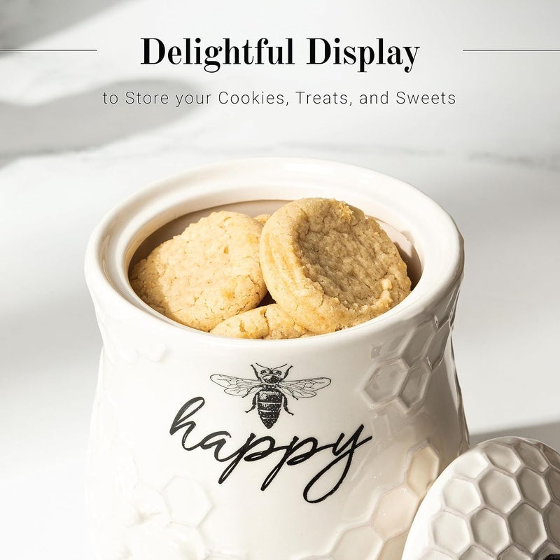 Young's Inc . Ceramic Honey Bee Cookie Jar with Lid and Handle – Honeycomb Design, 5.75" x 5.83" x 7.87", Decorative and Functional Kitchen Storage - Tea Canister - Image 3