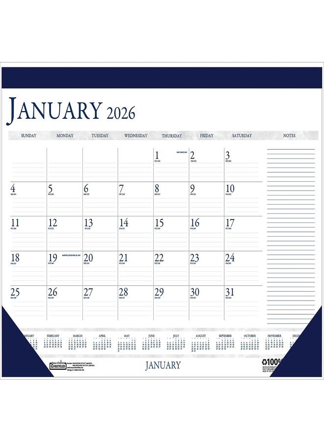 House of Doolittle 2026 Monthly Desk Pad Calendar, 22" x 17", Blue (164-26)