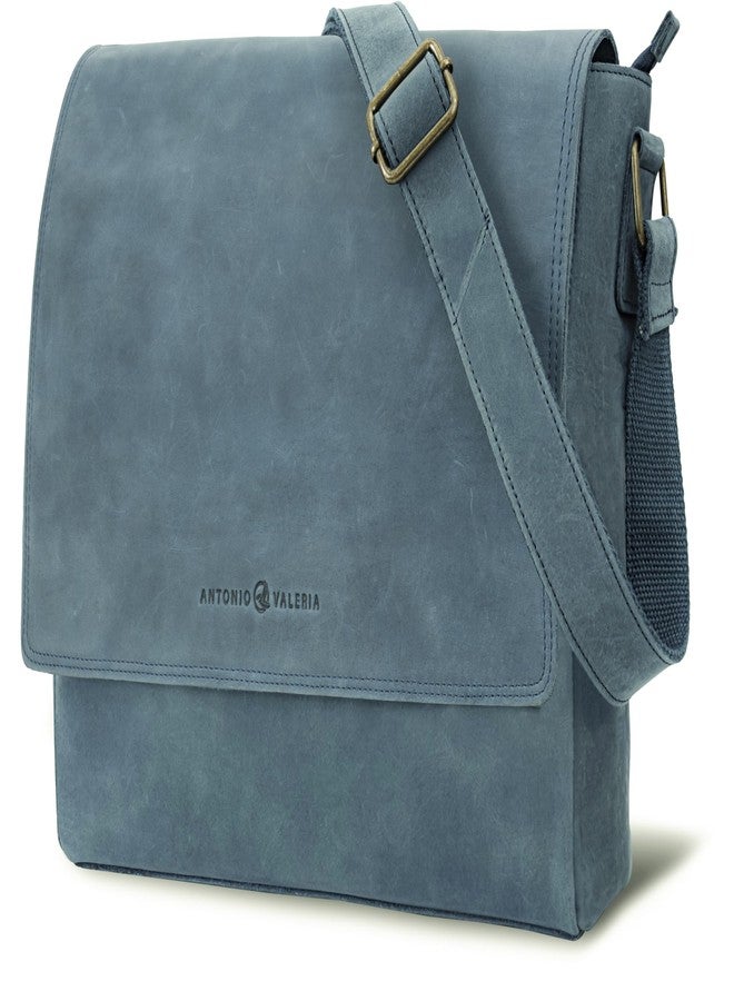 ANTONIO VALERIA Robert Blue Premium Vintage Leather Messenger Bag for Men - Image 1