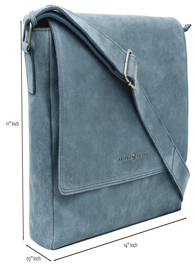 ANTONIO VALERIA Robert Blue Premium Vintage Leather Messenger Bag for Men - Image 4