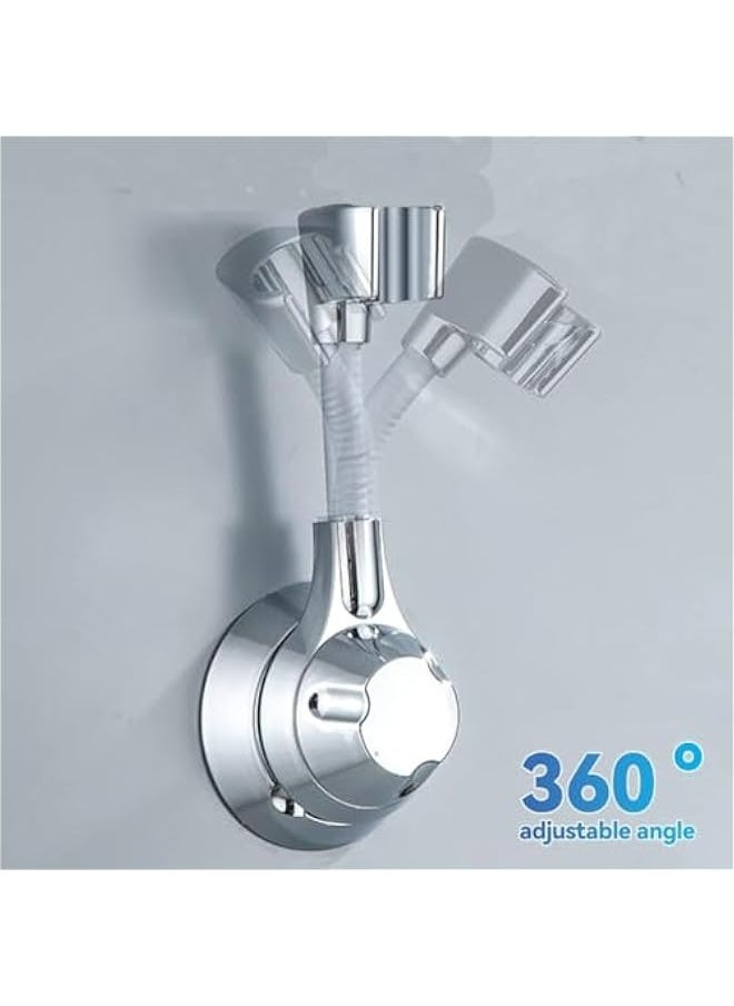 ماركة غير محددة حامل رأس دش قابل للتعديل بزاوية 360 درجة قوي وإزالة بفوهة لاصقة، تركيب على الحائط بخطاف بدون حفر، رف لرأس الدش.  - Image 4