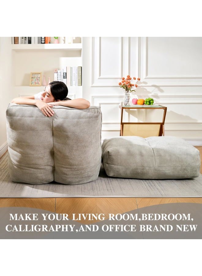 Cvortll Bean Bag Chair with Ottoman, Comfy Bean Bag Sofa with Memory Foam, Lazy BeanBag Sofa with Footstool, Fireside Bean Bag Couch for Living Room, Bedroom, Apartment (Gray) - Image 4