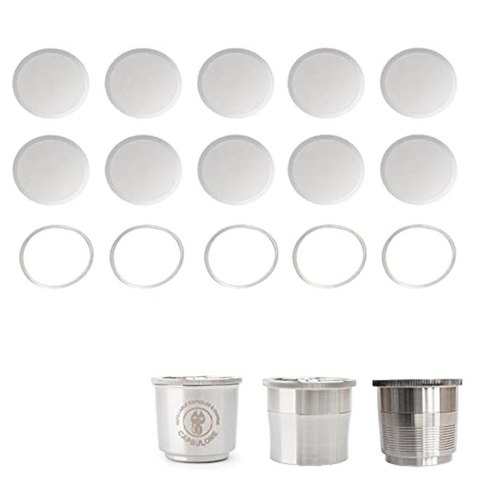 STEEL FILTER 10PCS AND SILICONE RING 5PCS FIT FOR RESUABLE REFILLABLE COFFEE CAPSULE FIT FOR ILLY