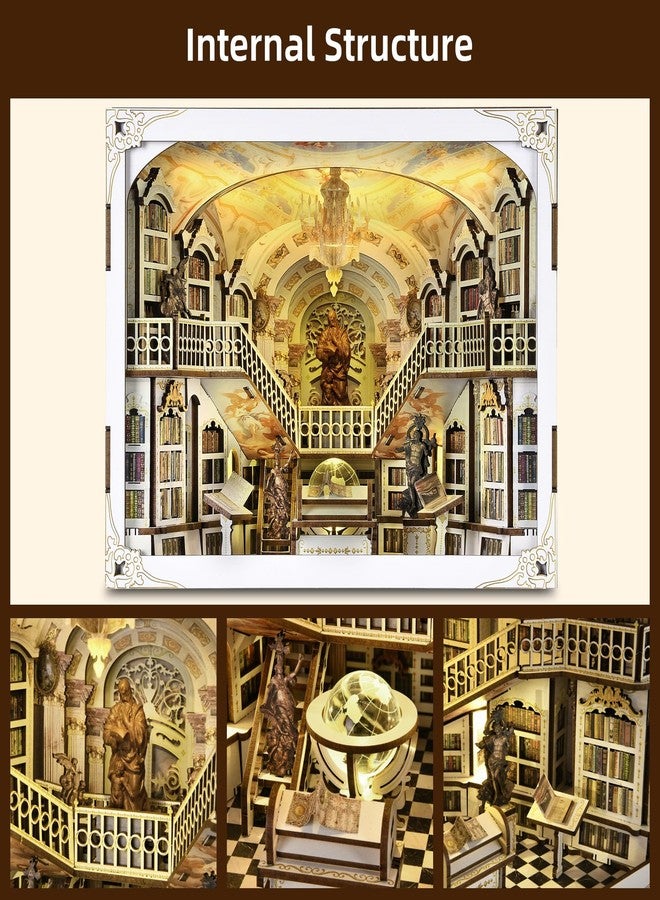 MiniCity DIY Book Nook Kit for Adults, 3D Wooden Puzzle Bookend Bookshelf Insert Decor with LED Light and Dust Cover (Library of Gods Max) - Image 4