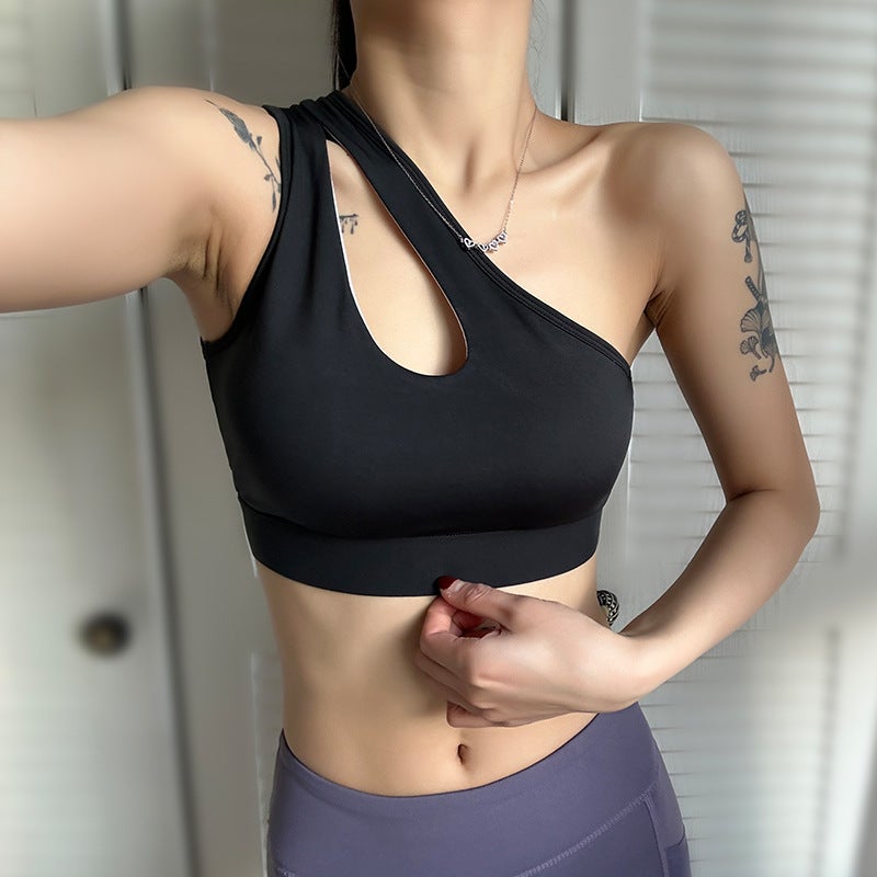 One-Shoulder Sports Bra Beautiful Back Nude Yoga Vest Push-Up Bubble Wrap Fitness Intimates For Outer Wear - Image 5
