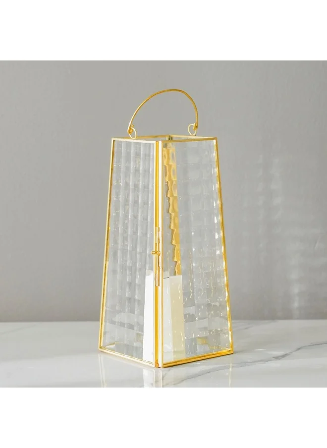 دانوب هوم Serengeti Lantern Perfect for Home Decor Living Room Parties Events Tabletop Indoors Outdoors Decorating Perfect for Celebrations Gold 10X10X22.4Cm