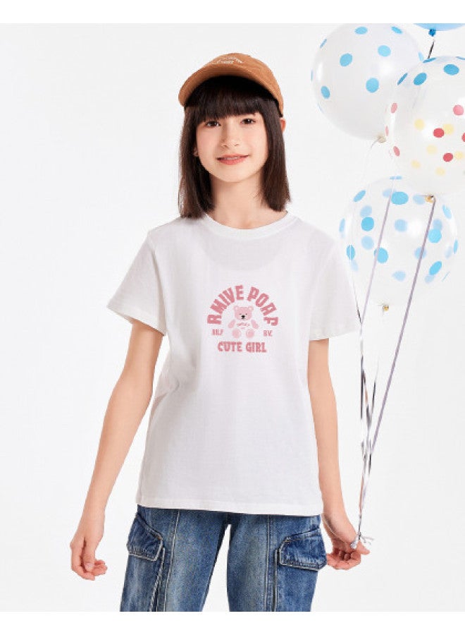 Badibadi Children's T-shirt Summer Style Breathable Comfortable Print Cotton Short Sleeve T-shirt For Girls Loose Comfortable And Versatile - Image 1