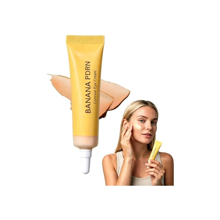 Banana PDRN Concealer Eye Cream - Moisturizes eye area, reduces look of dark circles. With PDRN & acetyl-L-glutamic acid. Lightweight, non-greasy. Korean skincare. 0.52 oz (Vanilla Scent)