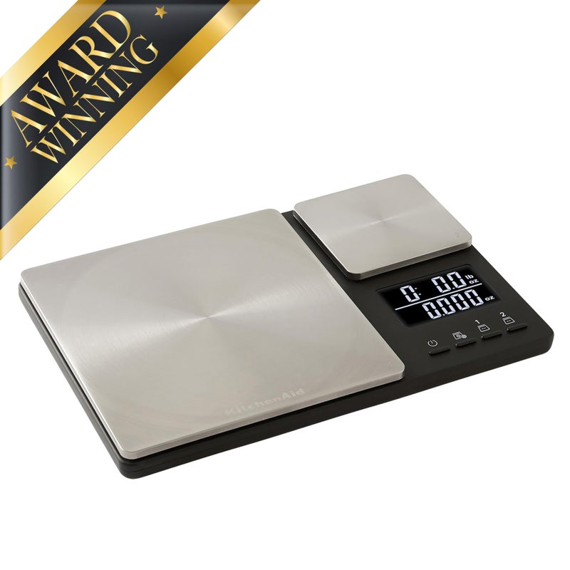 KitchenAid KQ909 Dual Platform Digital Kitchen and Food Scale, 11 pound capacity and Precision 16oz capacity, Black with Stainless Steel - Image 2