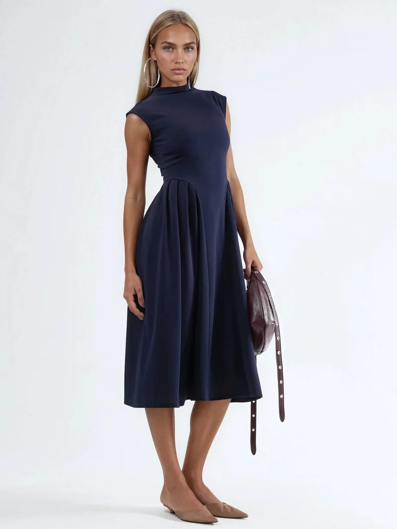Busem BUSEM Textured Paneled Midi Dress