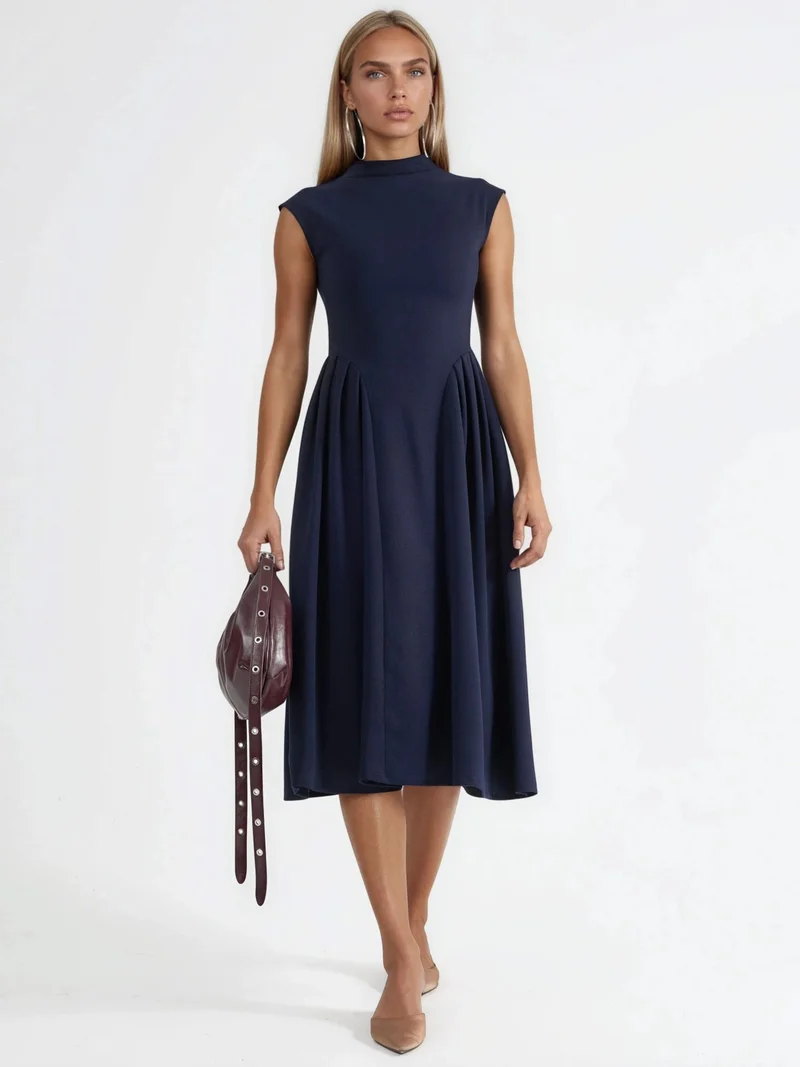 Busem BUSEM Textured Paneled Midi Dress