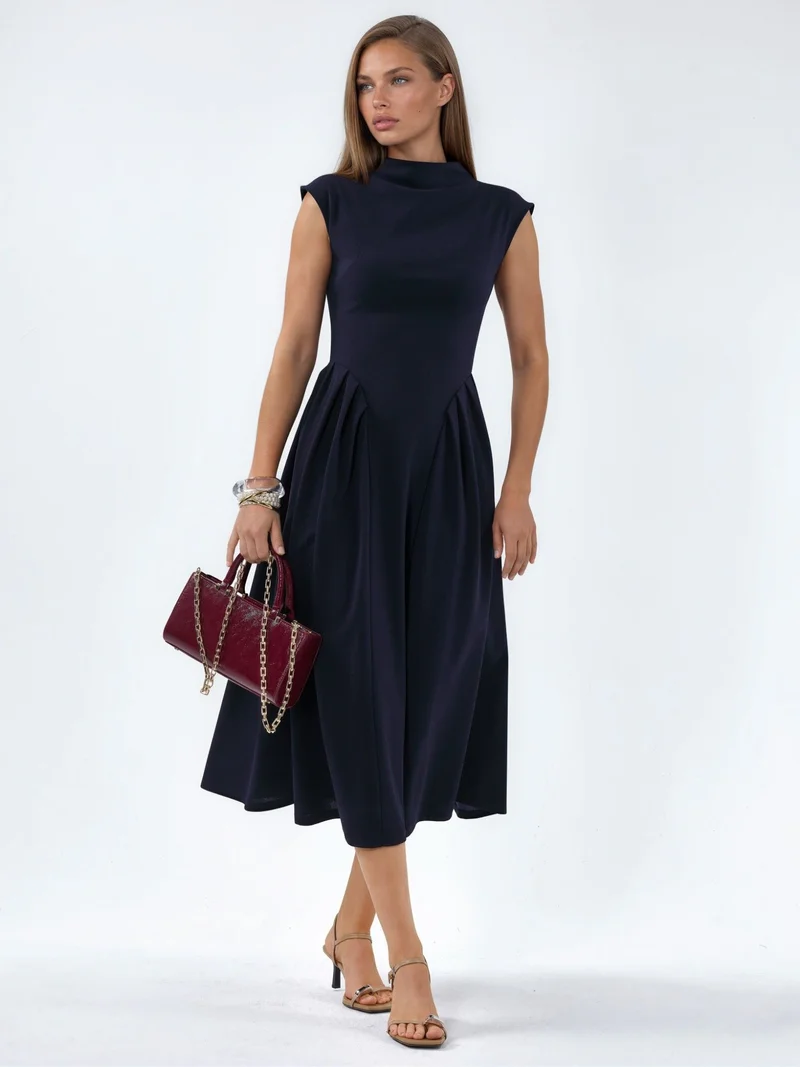 Busem BUSEM Textured Paneled Midi Dress