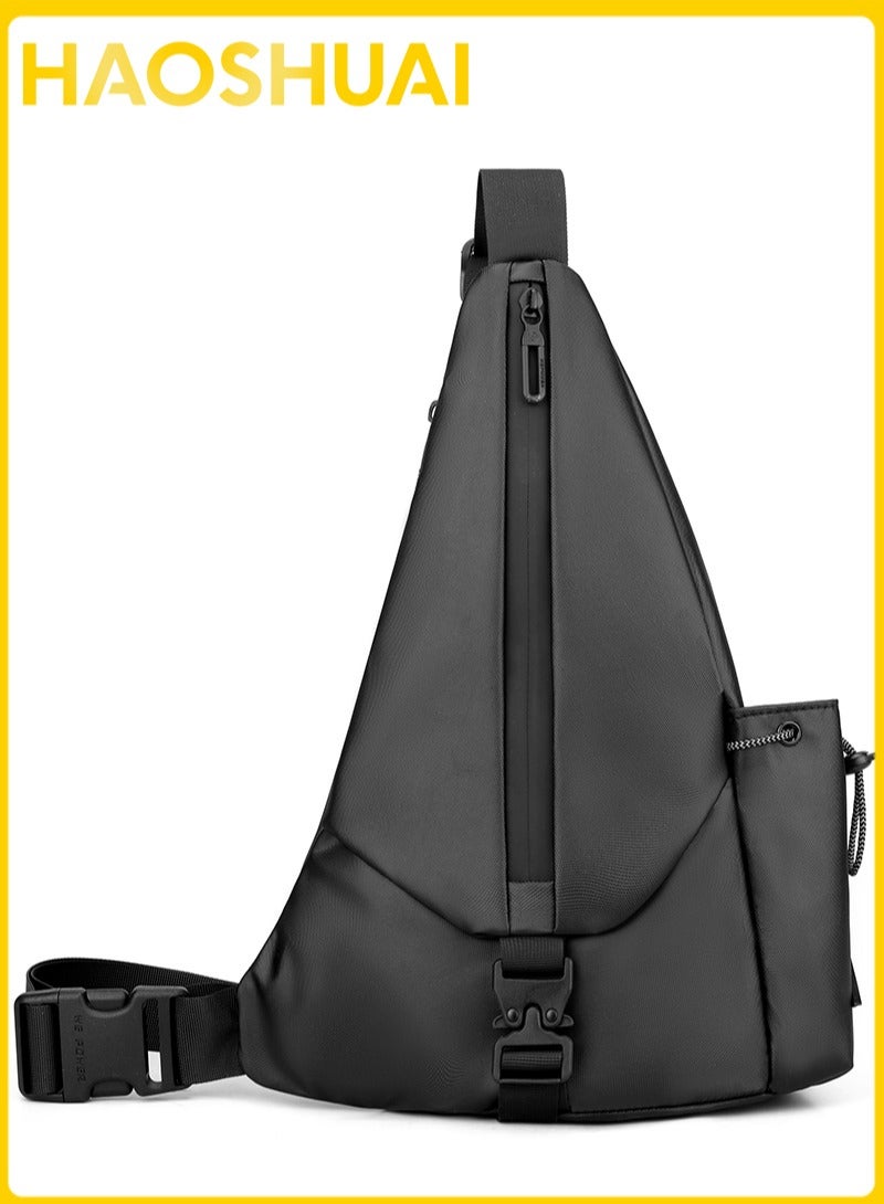 HAOSHUAI Versatile Sling Bag for Men & Women, Large Capacity Crossbody Bag with Dedicated Camera & A4 Magazine Compartment, Water-Resistant Nylon for Everyday Carry. This innovative sling bag is designed to hold an A4 magazine, tablet, daily essentials, and features specialized sections for cameras, lenses, and electronics for maximum organization. Perfect for photographers, commuters, and travelers seeking a durable and functional bag. The sturdy construction, adjustable strap, and lightweight build ensure all-day comfort during urban adventures, office commutes, and outdoor explorations. Combines a sleek, modern style with practical functionality. An essential accessory for professionals, students, and anyone with an active lifestyle. Key features include easy-access compartments, protective padding for gadgets, and reliable performance in all weather conditions. Discover the perfect blend of efficiency, durability, and contemporary design for your daily journeys. Ideal as a tech organizer ba - Image 1