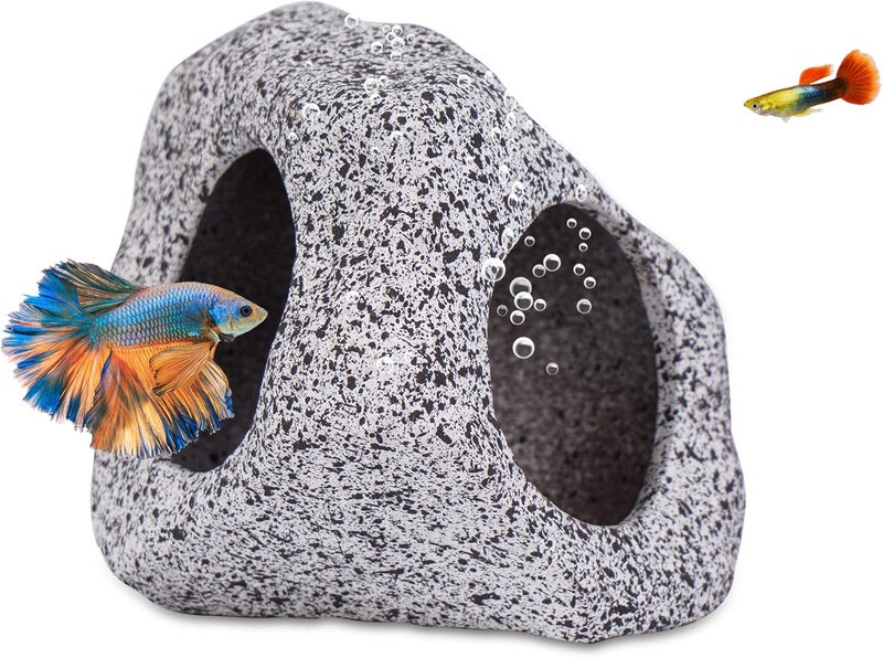 Ameliade Aquarium Decorations Cave Fish Tank Accessories Rock Decor for Shrimp Cichlid Hiding Breeding Small Fish Bowl Hide Decoration Betta Toys Hideout Stones House（Medium） - Image 1
