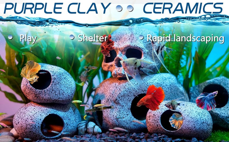 Ameliade Aquarium Decorations Cave Fish Tank Accessories Rock Decor for Shrimp Cichlid Hiding Breeding Small Fish Bowl Hide Decoration Betta Toys Hideout Stones House（Medium） - Image 3