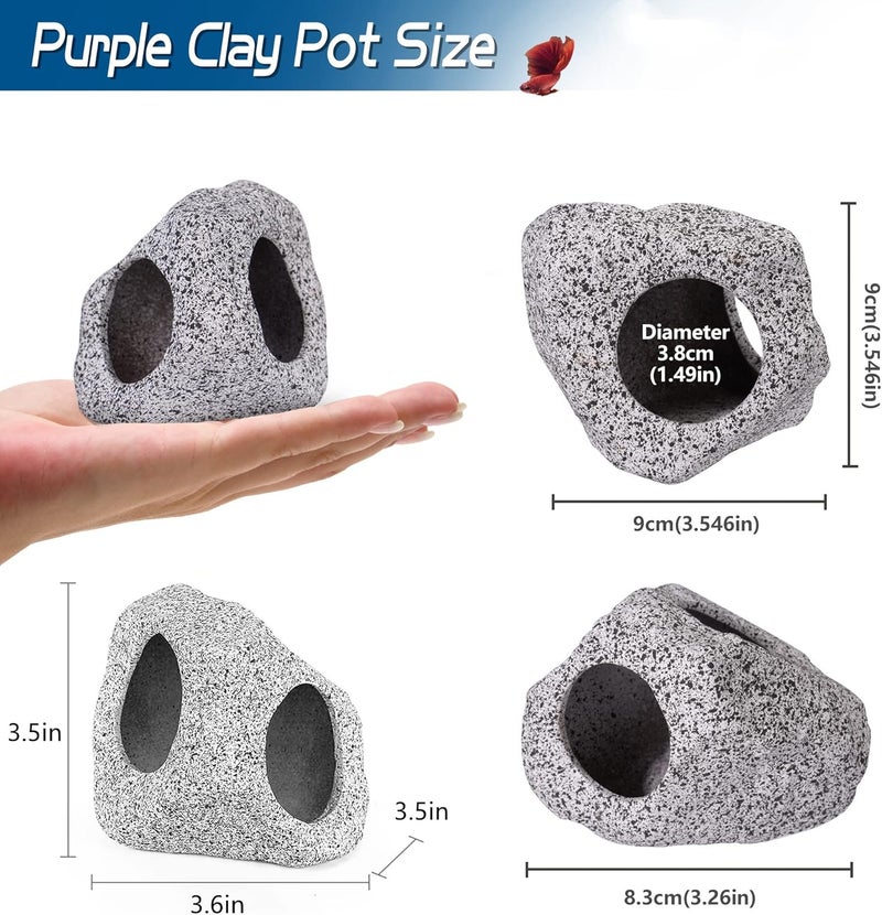 Ameliade Aquarium Decorations Cave Fish Tank Accessories Rock Decor for Shrimp Cichlid Hiding Breeding Small Fish Bowl Hide Decoration Betta Toys Hideout Stones House（Medium） - Image 2