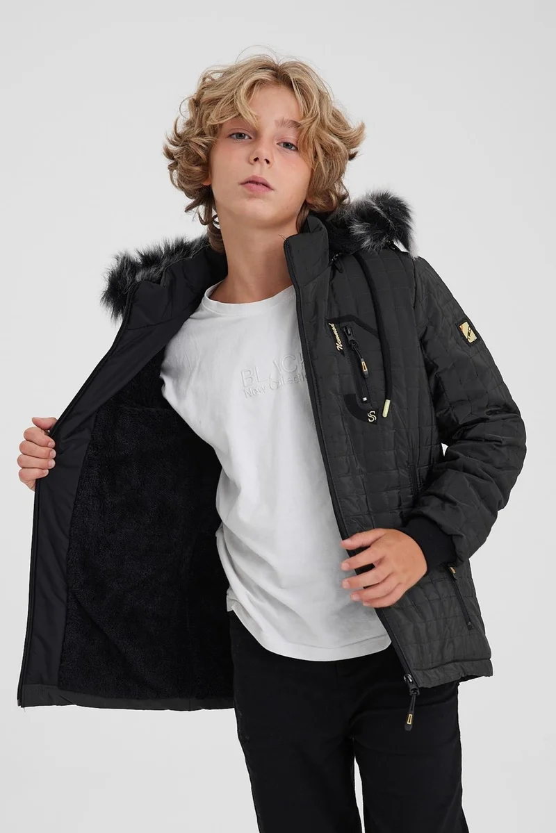 Sivaist Green Boy Water and Windproof Removable Hooded Quilted Jacket&Coat