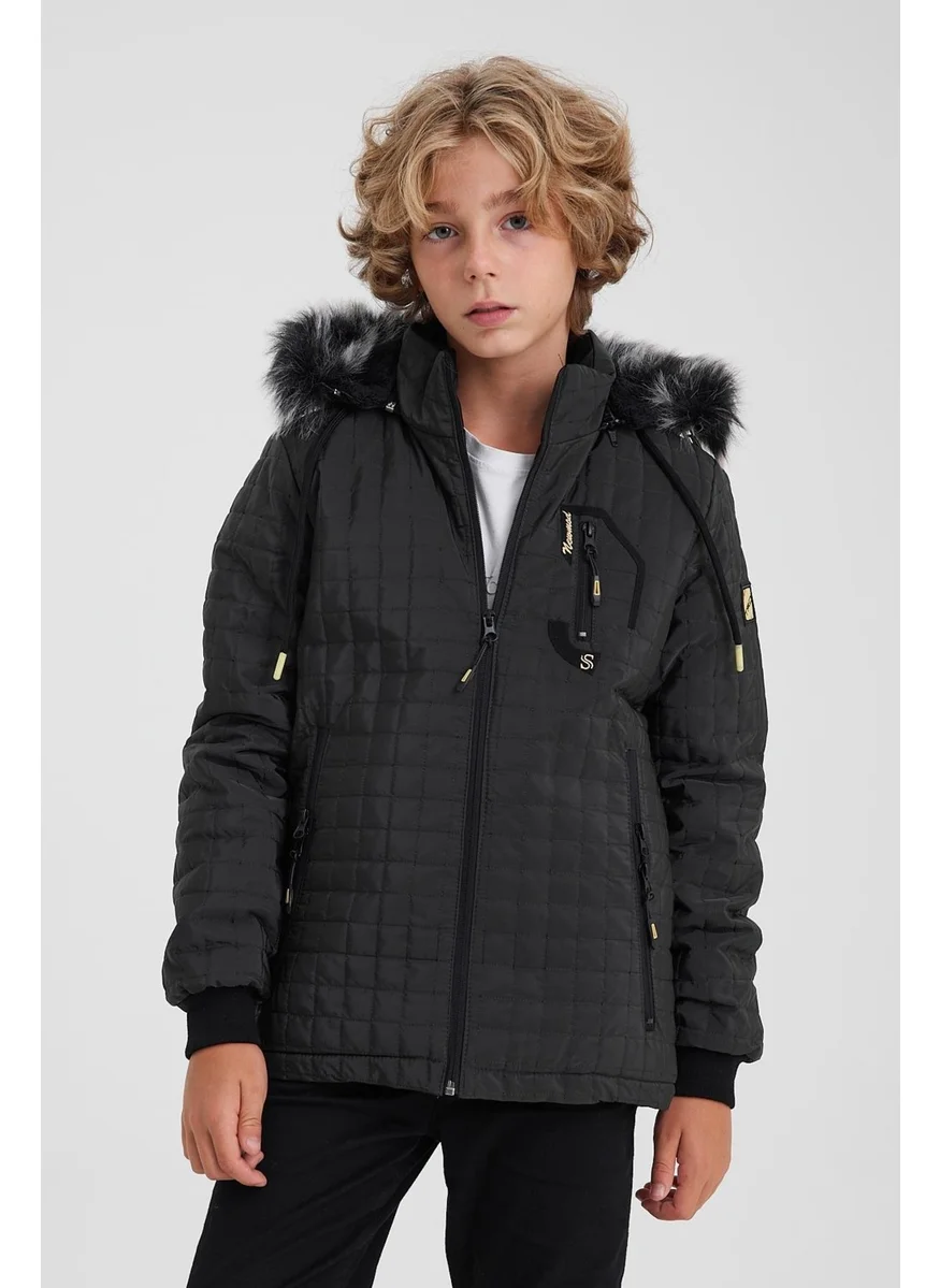 Sivaist Green Boy Water and Windproof Removable Hooded Quilted Jacket&Coat