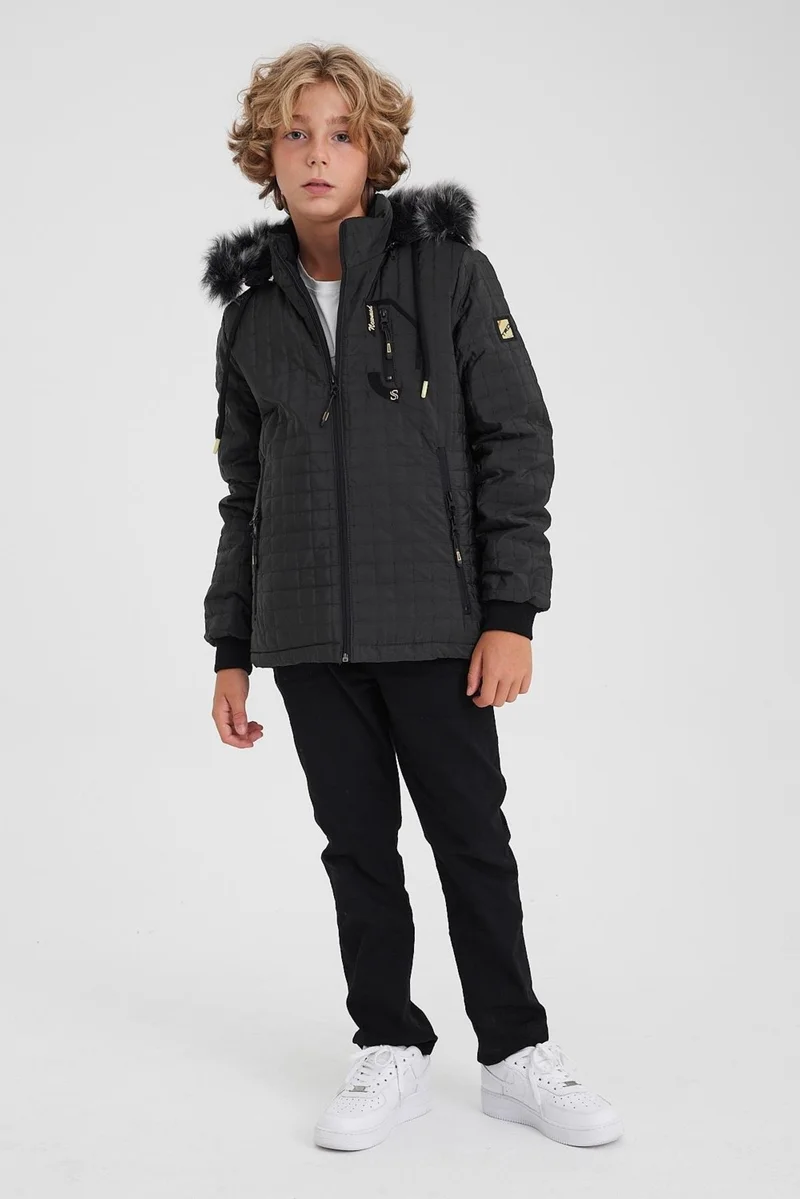 Sivaist Green Boy Water and Windproof Removable Hooded Quilted Jacket&Coat