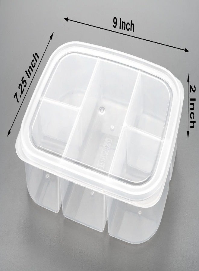 HRB PRODUCTS Fridge Storage Box 5 Compartment Food Storage Container,Fridge Organizer For Frozen Meat Onion Ginger Garlic Prepared Vegetables Polyethylene (pack of 1) - Image 3
