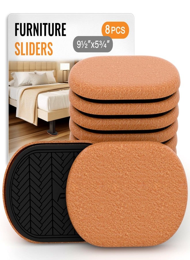 TOMHUA Furniture Sliders for Hardwood Floors Felt Large 9.5 Inch x 5.75 Inch Oval Reusable Furniture Slider with Extra Thick Design - Heavy-Duty Furniture Movers - Felt Sliders Effortless Moving 8 PCS - Image 1
