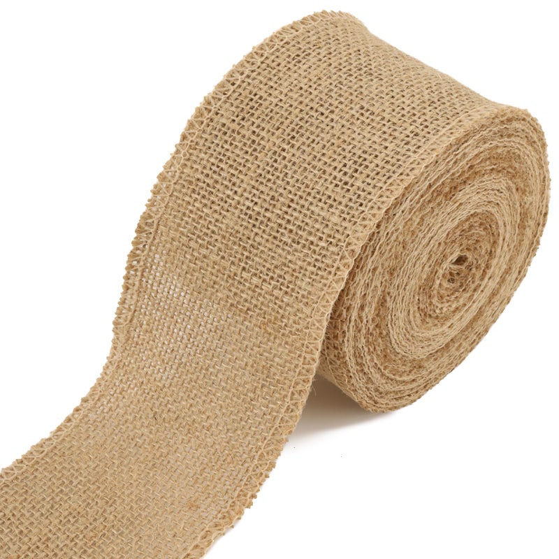 LaRibbons 3 Inch Burlap Wide Fabric Craft Ribbon10 Yard Natural Brown Ribbon for Bow CraftingWreathMaking Tree Decoration