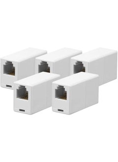 iMBAPrice RJ12RJ11 6P6C White Straight Telephone Inline Coupler for Directly Connect Two Telephone Cords and More 5Pack