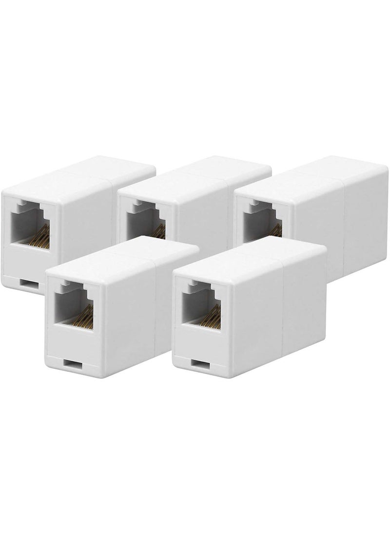 iMBAPrice iMBAPrice RJ12RJ11 6P6C White Straight Telephone Inline Coupler for Directly Connect Two Telephone Cords and More 5Pack  - Image 1