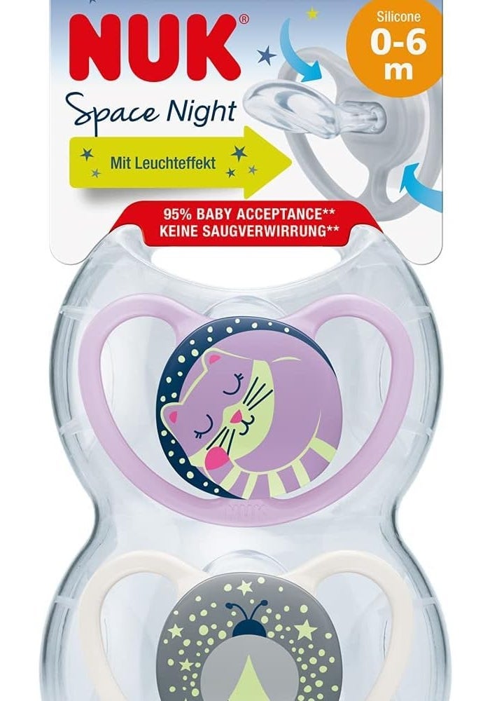 نوك PACK OF 2 NUK SPACE NIGHT SILICONE 0-6M - ASSORTED - Image 4