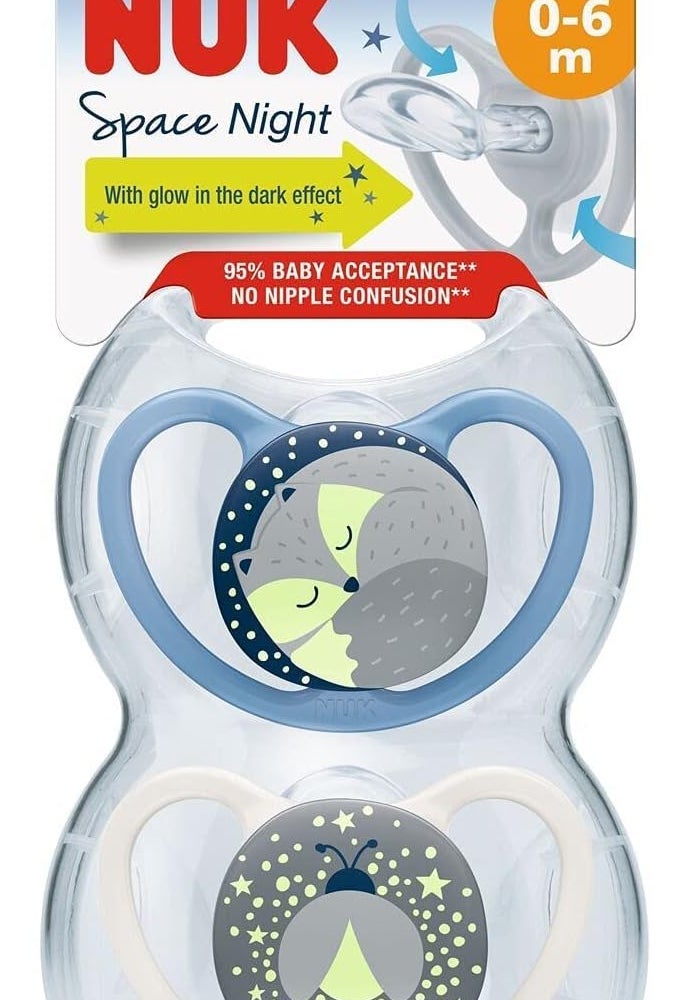 نوك PACK OF 2 NUK SPACE NIGHT SILICONE 0-6M - ASSORTED - Image 3