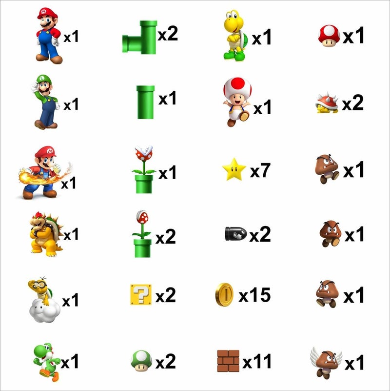 DEKOSH Super Mario Wall Decals - Complete Set of Large Mario Bros Build a Scene Peel & Stick Wall Stickers - Image 5