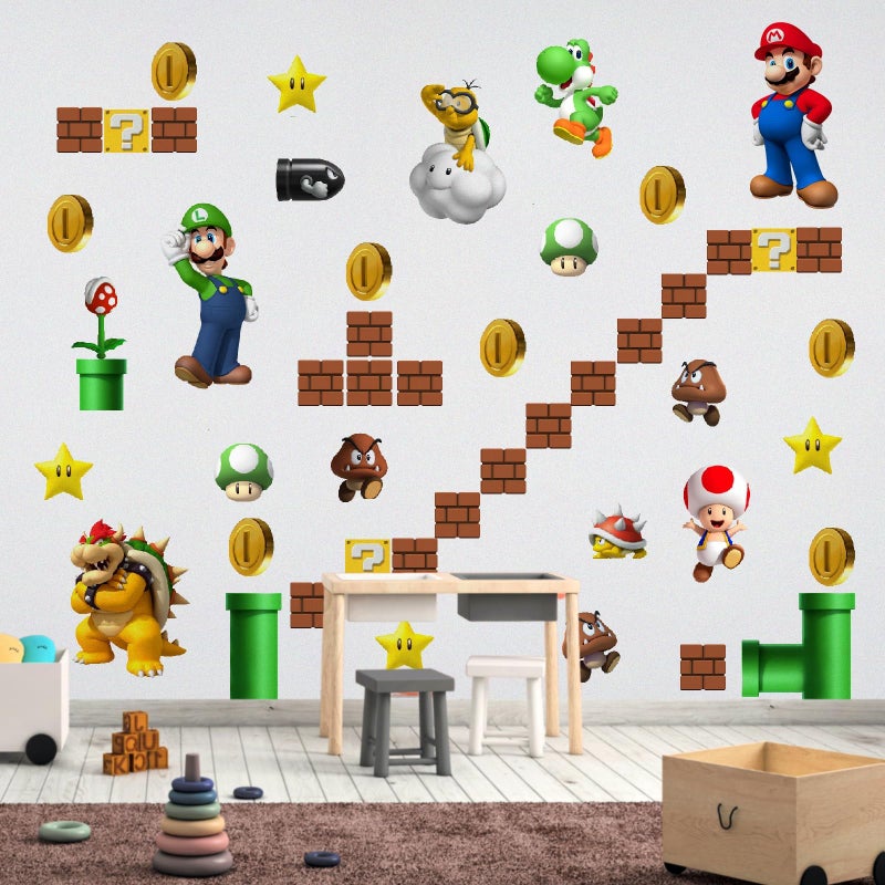 DEKOSH Super Mario Wall Decals - Complete Set of Large Mario Bros Build a Scene Peel & Stick Wall Stickers - Image 2
