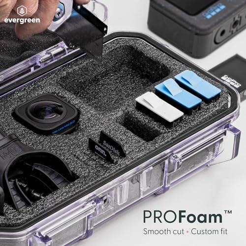 Evergreen ToughBox Tech Organizer – For Camera, Cables, Hard Drives, Compatible with GoPro etc. (Medium, PROFoam, Clear) - Image 2