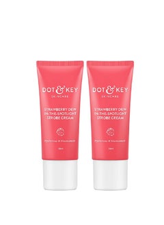 Dot & Key DOT & KEY Strawberry Dew Strobe Cream For Face Combo(Pack Of 2,30Ml Each)|Skin Radiance Cream|Moisturizer & Highlighter For Face|For Dewy Glazed Instant Glow|Boosts Hydration|For All Skin Types  - Image 1