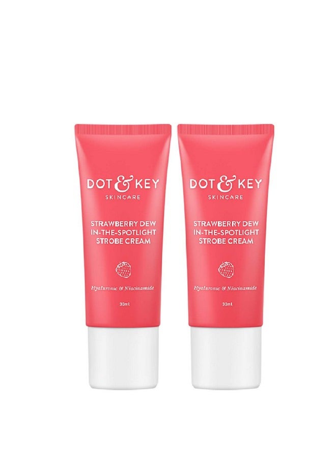 Dot & Key - DOT & KEY Strawberry Dew Strobe Cream For Face Combo(Pack Of 2,30Ml Each)|Skin Radiance Cream|Moisturizer & Highlighter For Face|For Dewy Glazed Instant Glow|Boosts Hydration|For All Skin Types - Image 1