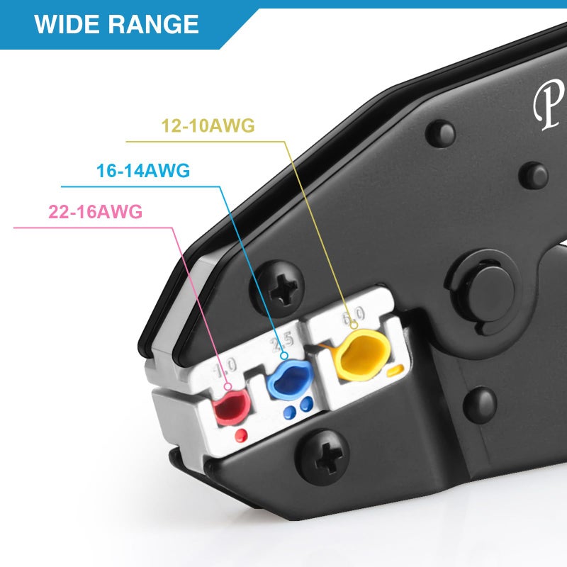 Plustool Crimping Tool for Insulated Electrical Connectors AWG 22-10 - Ratcheting Wire Terminal Crimper - Crimping Pliers - Crimper Tool Electrical - Crimp Tool - Image 5