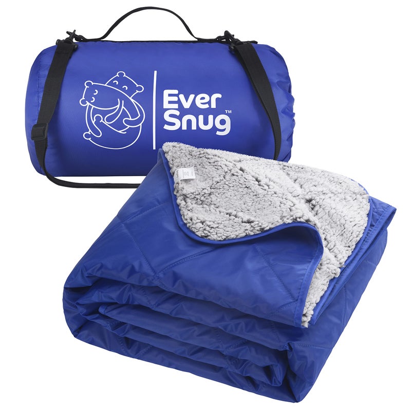 EverSnug EverSnug Sherpa Waterproof Camping Blanket  Extra Thick and Warm Large Sherpa Fleece Outdoor Blanket for Camping Picnics Beaches Stadiums Pets  Washable and Windproof for Cold Weather Blue 