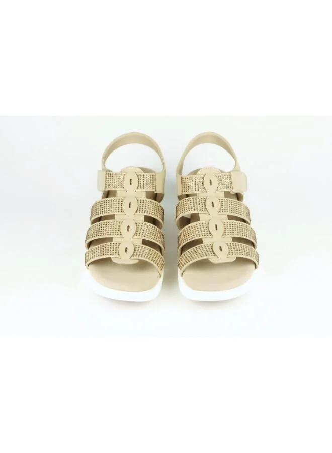 Zayna Gold 221-361 Zayna Women's Strappy Slingback Wedge Sandals 24ABT54A Gold for Women | Best Price UAE