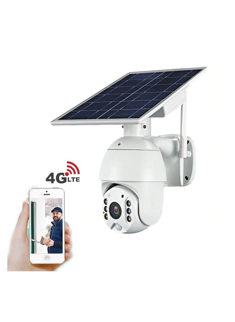 Generic - (With 64GB SD Card) ﻿4G LTE SIM Card IP Security Camera QHD CCTV Camera Outdoor 1440p Night Vision , Solar Dome PTZ Color IR Night Vision Dual Sensor Motion Detection Tilt Surveillance Camera System With Solar Panel - Image 1