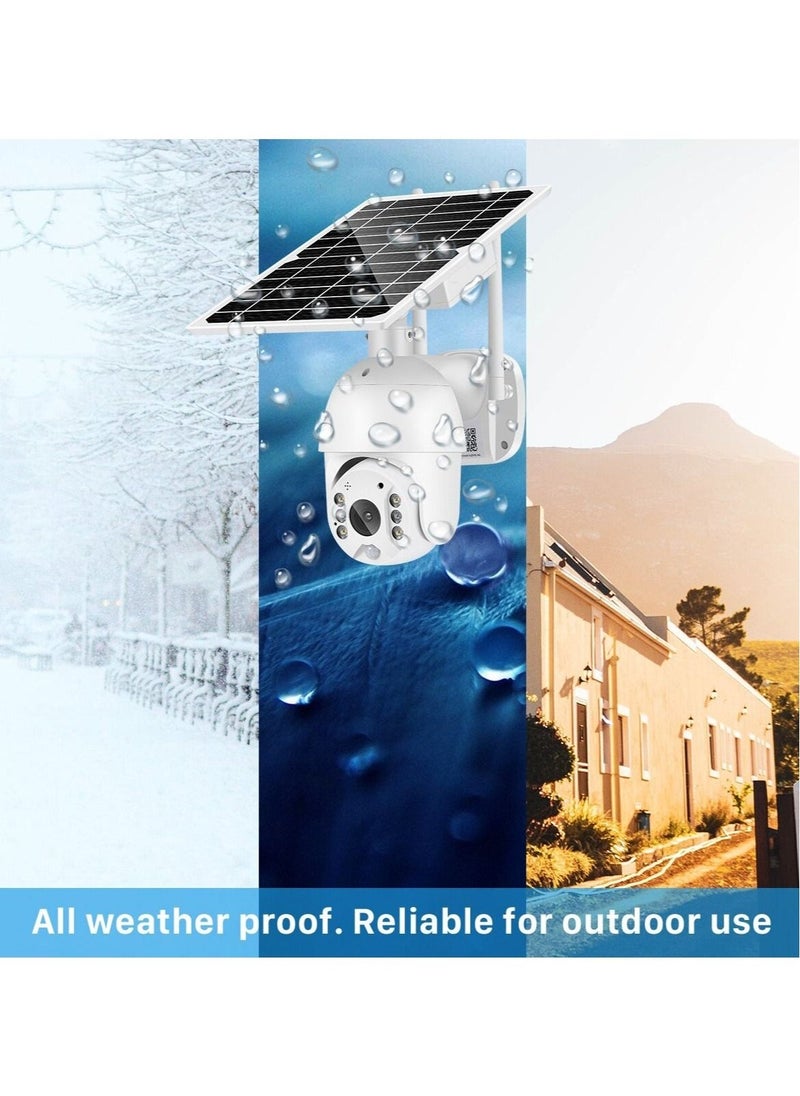 Generic - (With 64GB SD Card) ﻿4G LTE SIM Card IP Security Camera QHD CCTV Camera Outdoor 1440p Night Vision , Solar Dome PTZ Color IR Night Vision Dual Sensor Motion Detection Tilt Surveillance Camera System With Solar Panel - Image 1