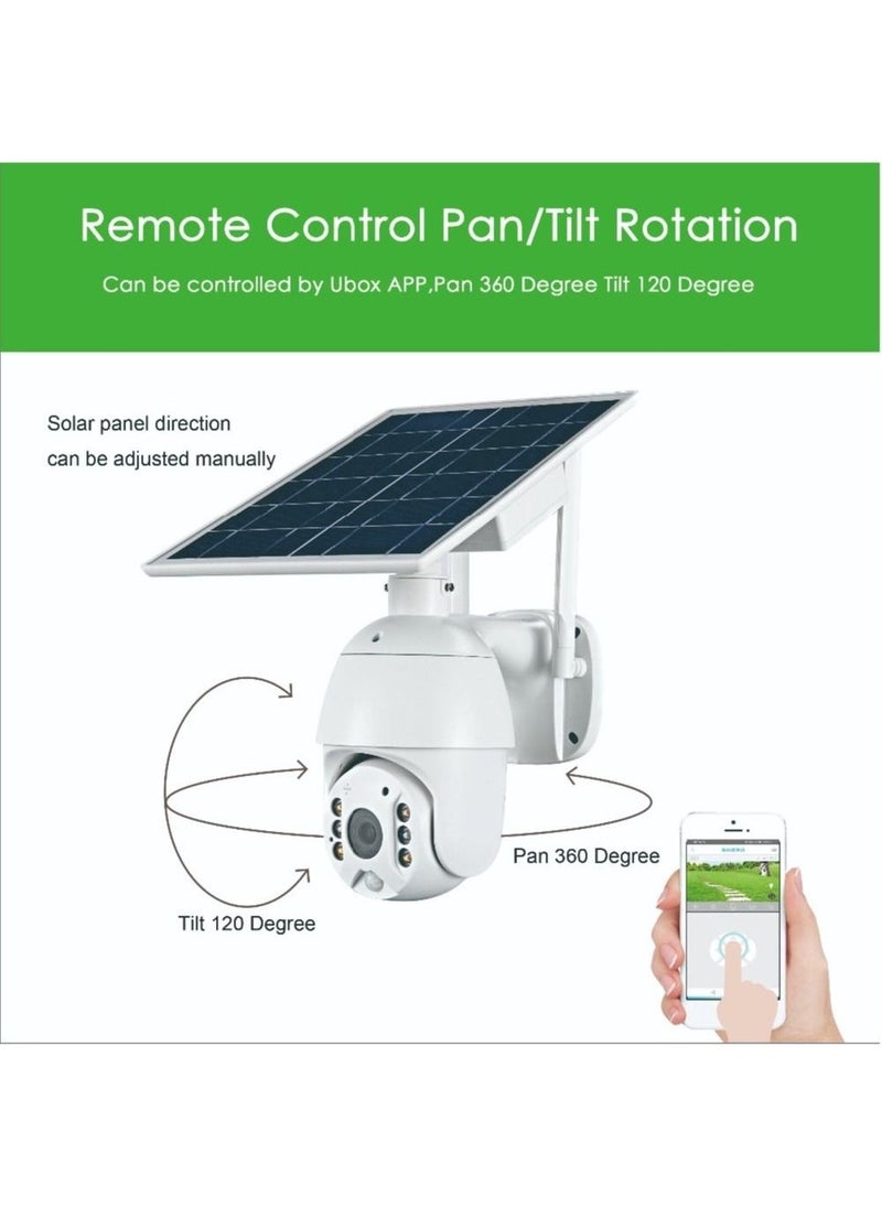 Generic - (With 64GB SD Card) ﻿4G LTE SIM Card IP Security Camera QHD CCTV Camera Outdoor 1440p Night Vision , Solar Dome PTZ Color IR Night Vision Dual Sensor Motion Detection Tilt Surveillance Camera System With Solar Panel - Image 1
