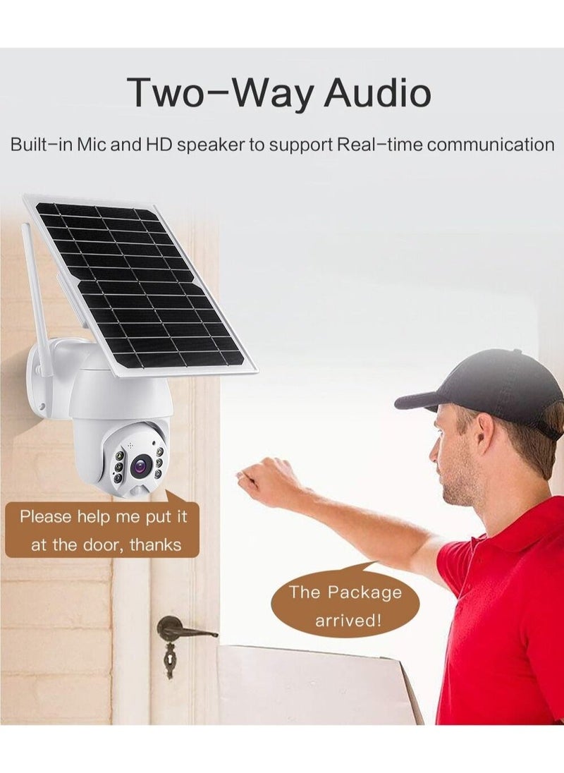 Generic - (With 64GB SD Card) ﻿4G LTE SIM Card IP Security Camera QHD CCTV Camera Outdoor 1440p Night Vision , Solar Dome PTZ Color IR Night Vision Dual Sensor Motion Detection Tilt Surveillance Camera System With Solar Panel - Image 1