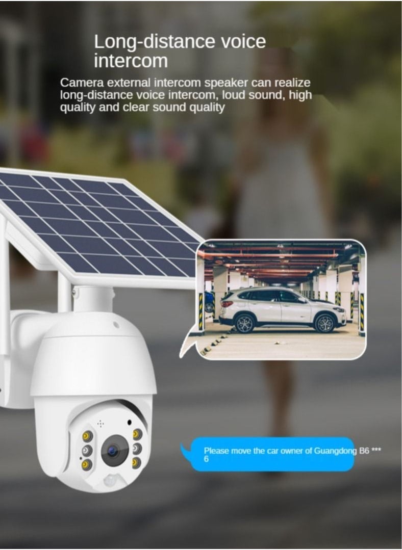 Generic - (With 64GB SD Card) ﻿4G LTE SIM Card IP Security Camera QHD CCTV Camera Outdoor 1440p Night Vision , Solar Dome PTZ Color IR Night Vision Dual Sensor Motion Detection Tilt Surveillance Camera System With Solar Panel - Image 1