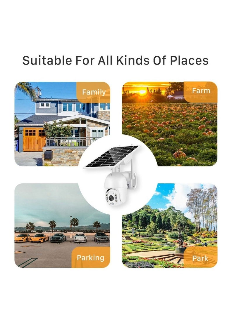 Generic - (With 64GB SD Card) ﻿4G LTE SIM Card IP Security Camera QHD CCTV Camera Outdoor 1440p Night Vision , Solar Dome PTZ Color IR Night Vision Dual Sensor Motion Detection Tilt Surveillance Camera System With Solar Panel - Image 1