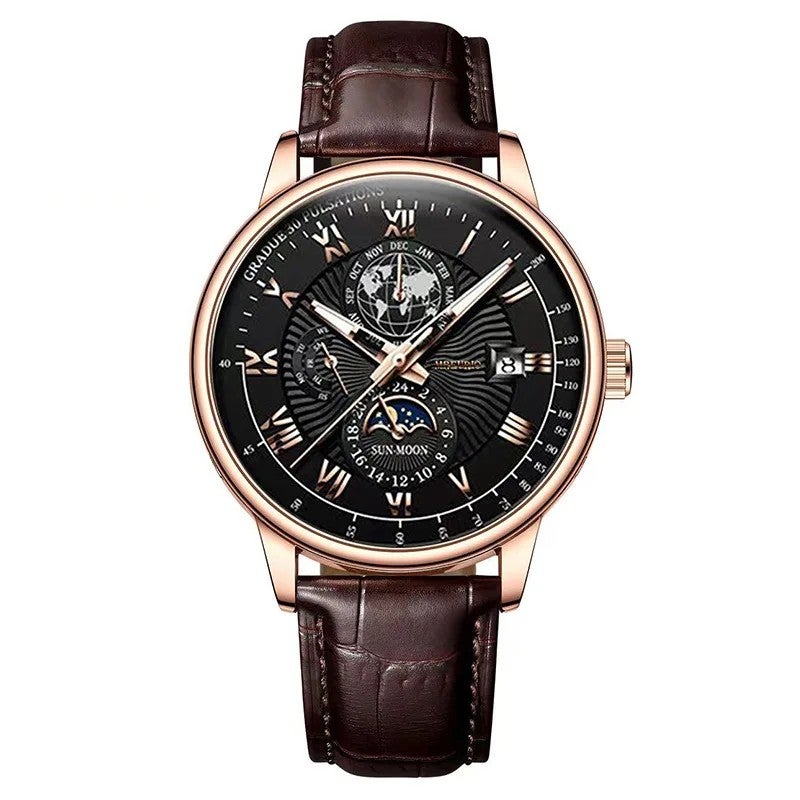 Y&D Foreign Trade New Fashion Hot-Selling Charm Quartz Alloy Men's Watch Glass Luminous 20mm Leather Strap 3BAR Water Resistance - Image 1