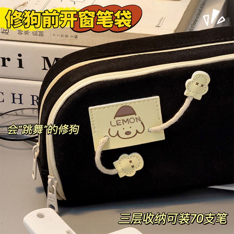 Large Capacity Puppy Pencil Case Girl'S High-Looking Ins Japanese Simple Pencil Case Junior High School Student Niche Stationery Bag - Image 4