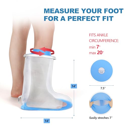 YUNCHI Waterproof Foot Cover for Shower Adults with Non-Slip Bottom, Reusable Watertight Foot Ankle Cast Protector for Foot Surgery Casts Bandages Wounds Dressing - Image 2