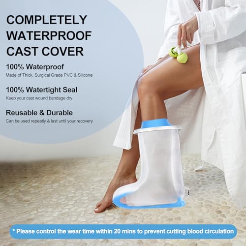 YUNCHI Waterproof Foot Cover for Shower Adults with Non-Slip Bottom, Reusable Watertight Foot Ankle Cast Protector for Foot Surgery Casts Bandages Wounds Dressing - Image 5