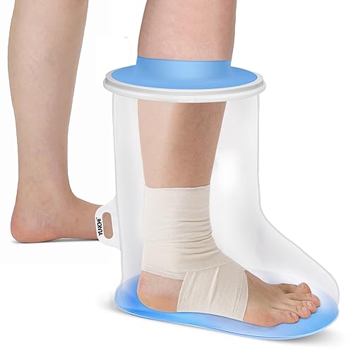 YUNCHI Waterproof Foot Cover for Shower Adults with Non-Slip Bottom, Reusable Watertight Foot Ankle Cast Protector for Foot Surgery Casts Bandages Wounds Dressing - Image 1